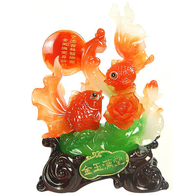 金魚鯉魚樹脂仿玉工藝品 金玉滿堂 家居辦公擺件開業禮品SP13127 圖片_高清大圖 