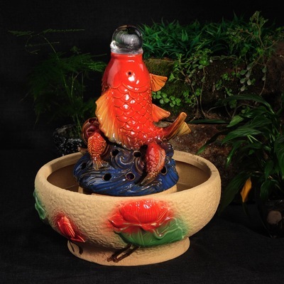 【廠家直銷陶瓷流水器 鯉魚躍龍門流水噴泉 細水長流年年有余3053】價格,廠家,圖片,陶瓷工藝品,德化縣宏杰陶瓷工藝廠-