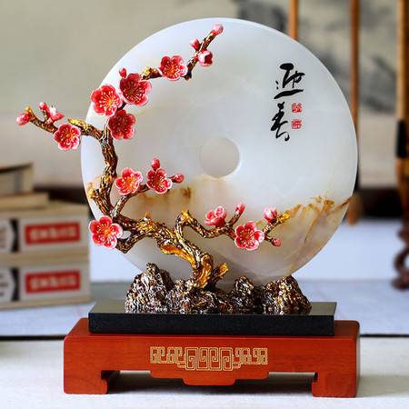 湯河店 玉石平安扣擺件琺瑯彩工藝品新中式創(chuàng)意家居客廳裝飾禮品a